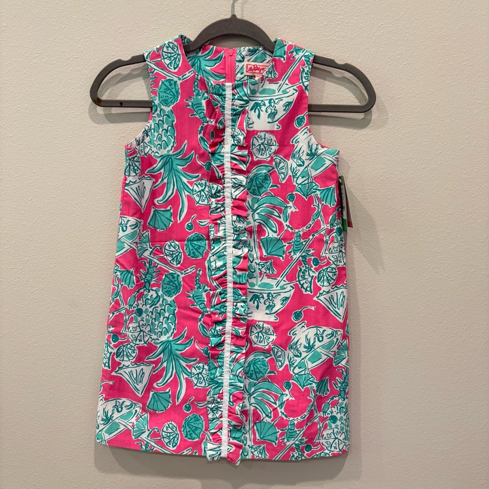 NWT Lilly Pulitzer Little Lilly Shift w Ruffle Pink Dress 8